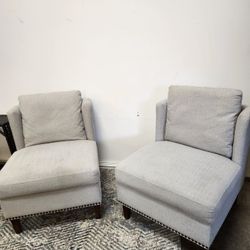 2 Nice Matching Beige Fabric Accent Armless Chairs