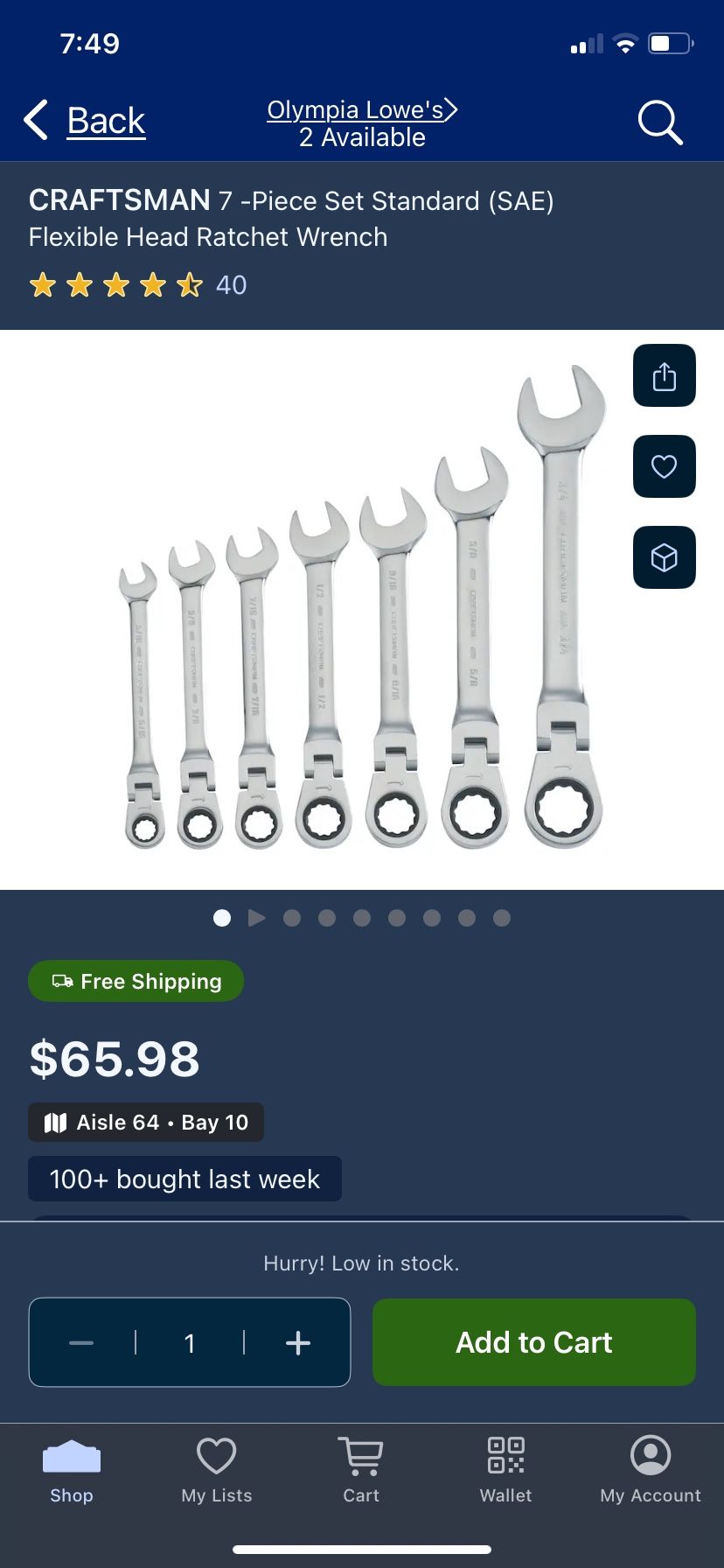 New 7 Pc Craftsman Ratcheting Flex Head Wrenches