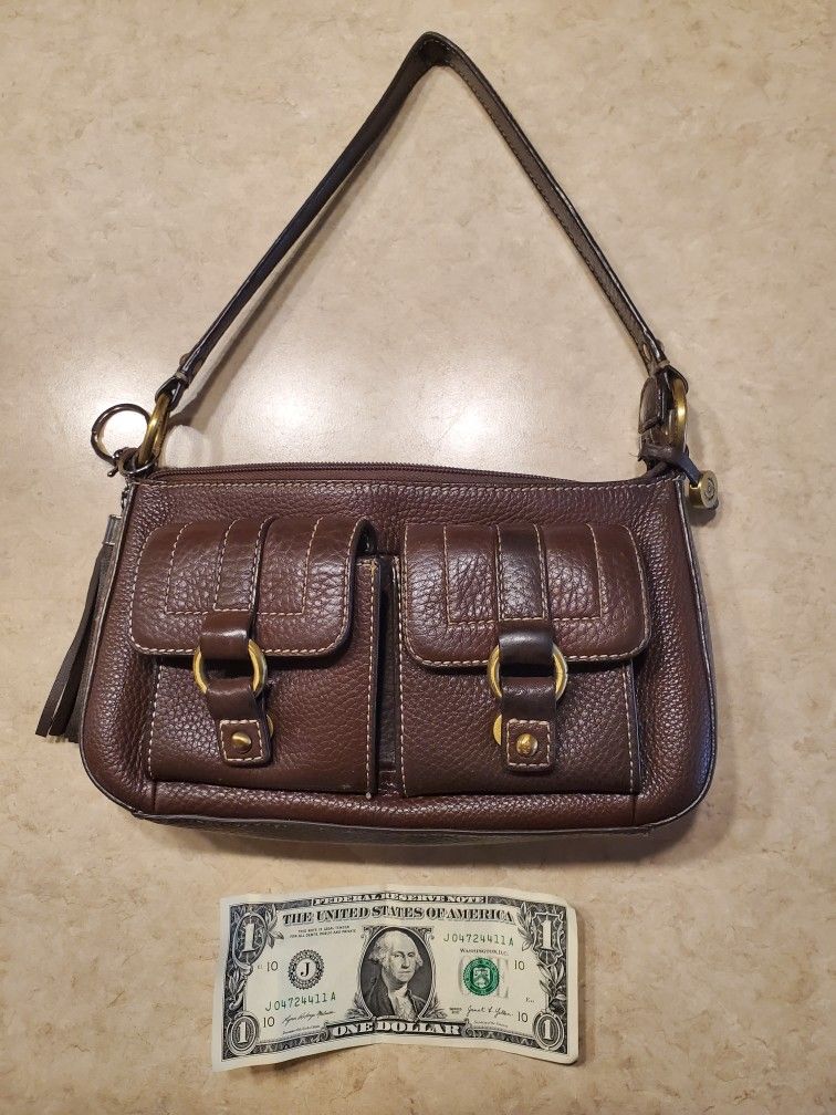 Chaps Brown Leather Purse/Handbag