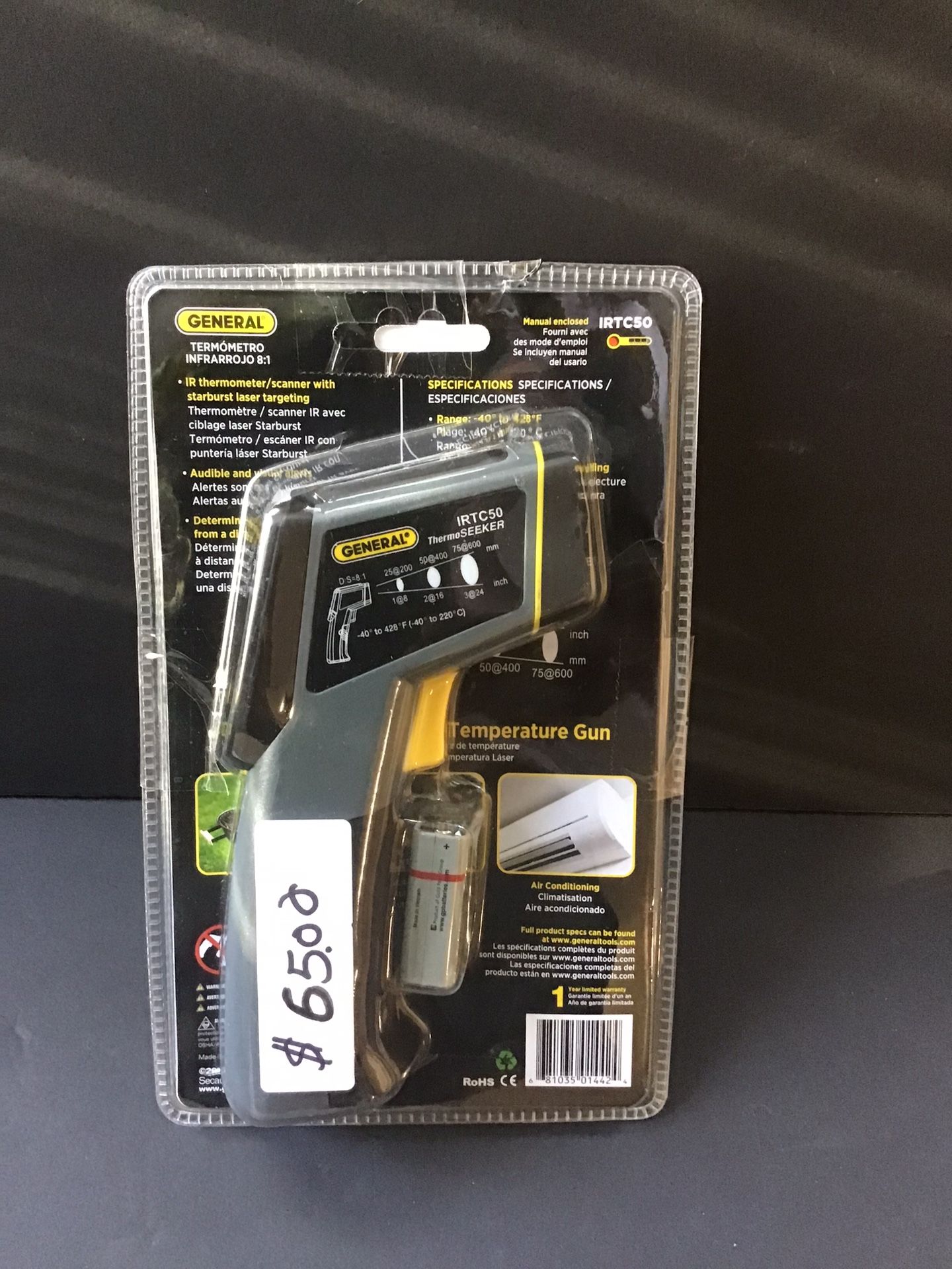 Laser Temperature IRT-C50 Infrared Thermometer 8:1 Home Draft Detection General