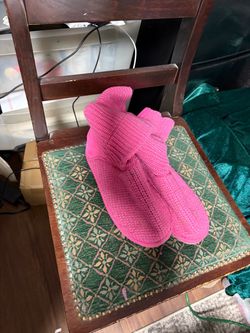 Pink Knit Slipper Boots