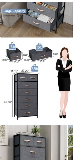 New 6-Drawer Fabric Dresser Storage Organizer – Gray/Black – Easy Assembly