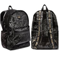 Black velvet backpack