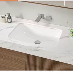 Glacier Bay 22” White Rectangular Undermount Bathroom Sink w/ Overflow
