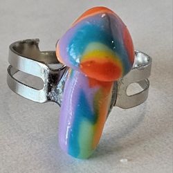 Handcrafted Rainbow Mushroom Ring