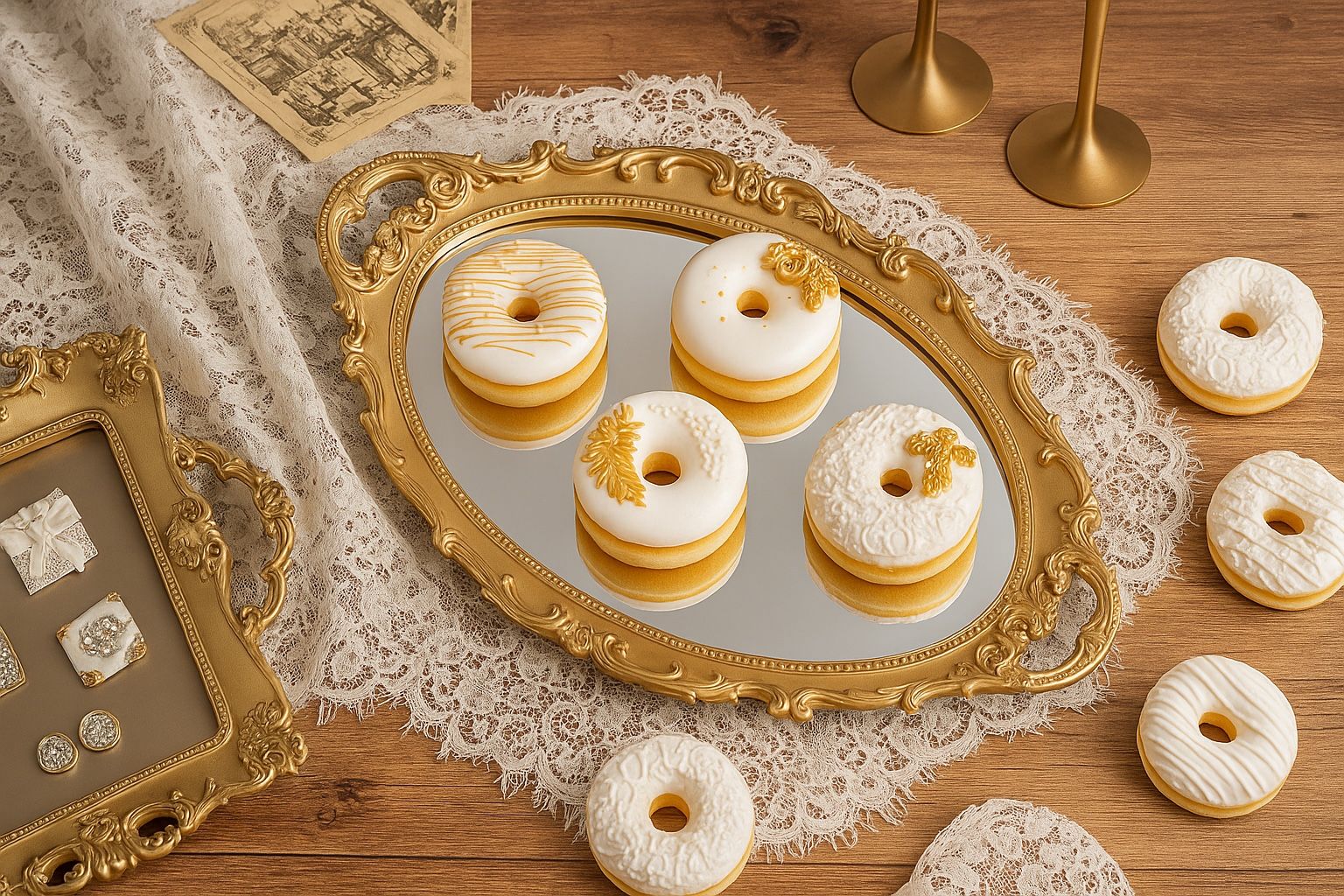 Victorian Vanity Mirror Tray – Gold Leaf Baroque Style