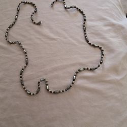 Magnetic Clasp Beaded Necklace Black and Silver Tone
