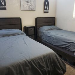 Twin Beds with Memory Foam Mattress 
