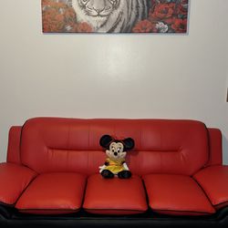 RED & BLACK LEATHER COUCHES