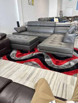 Ibiza Gray Sectional And Ottoman Set ONLY $799! FAST SHIPPING 🚚 NO CREDIT CHECK FINANCE 💰