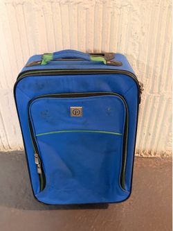 Rolling Carry-On Luggage Blue Soft-Sided Suitcase Travel Bag