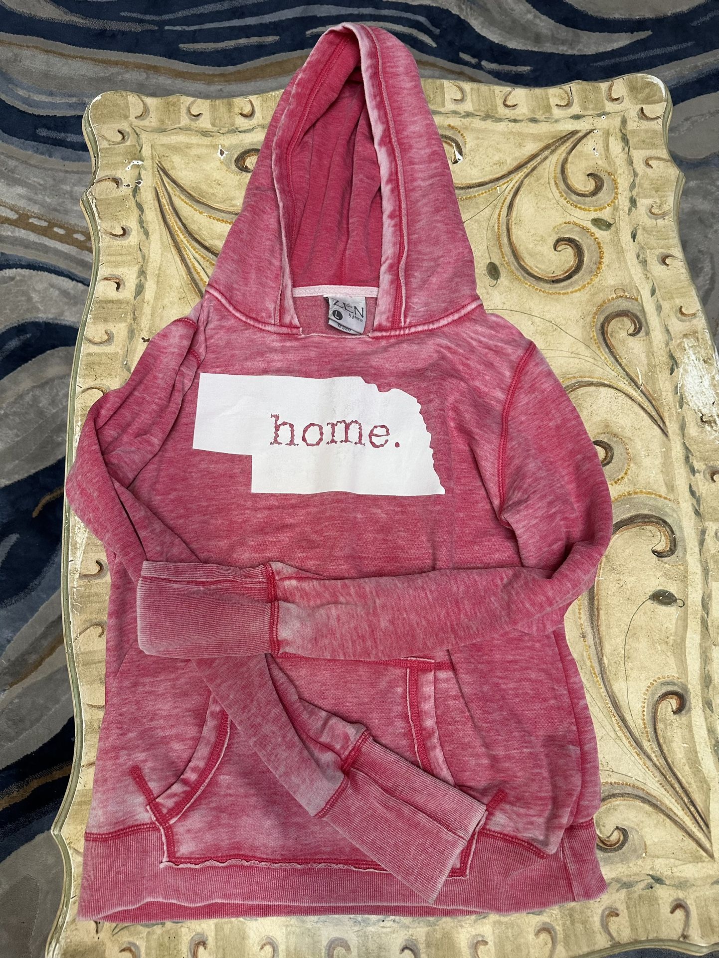 Pink “home.” Graphic Hoodie – Size L 