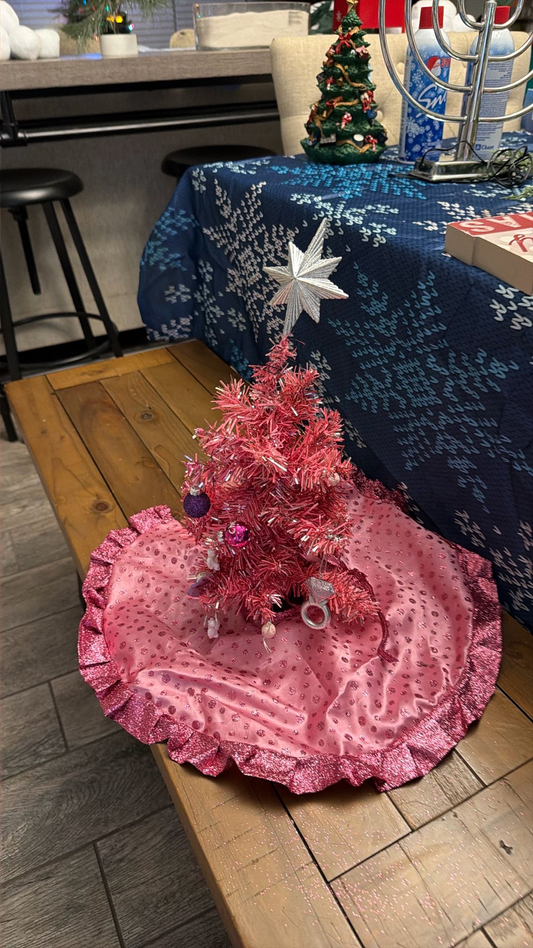Mini Pink Christmas Tree And Skirt 