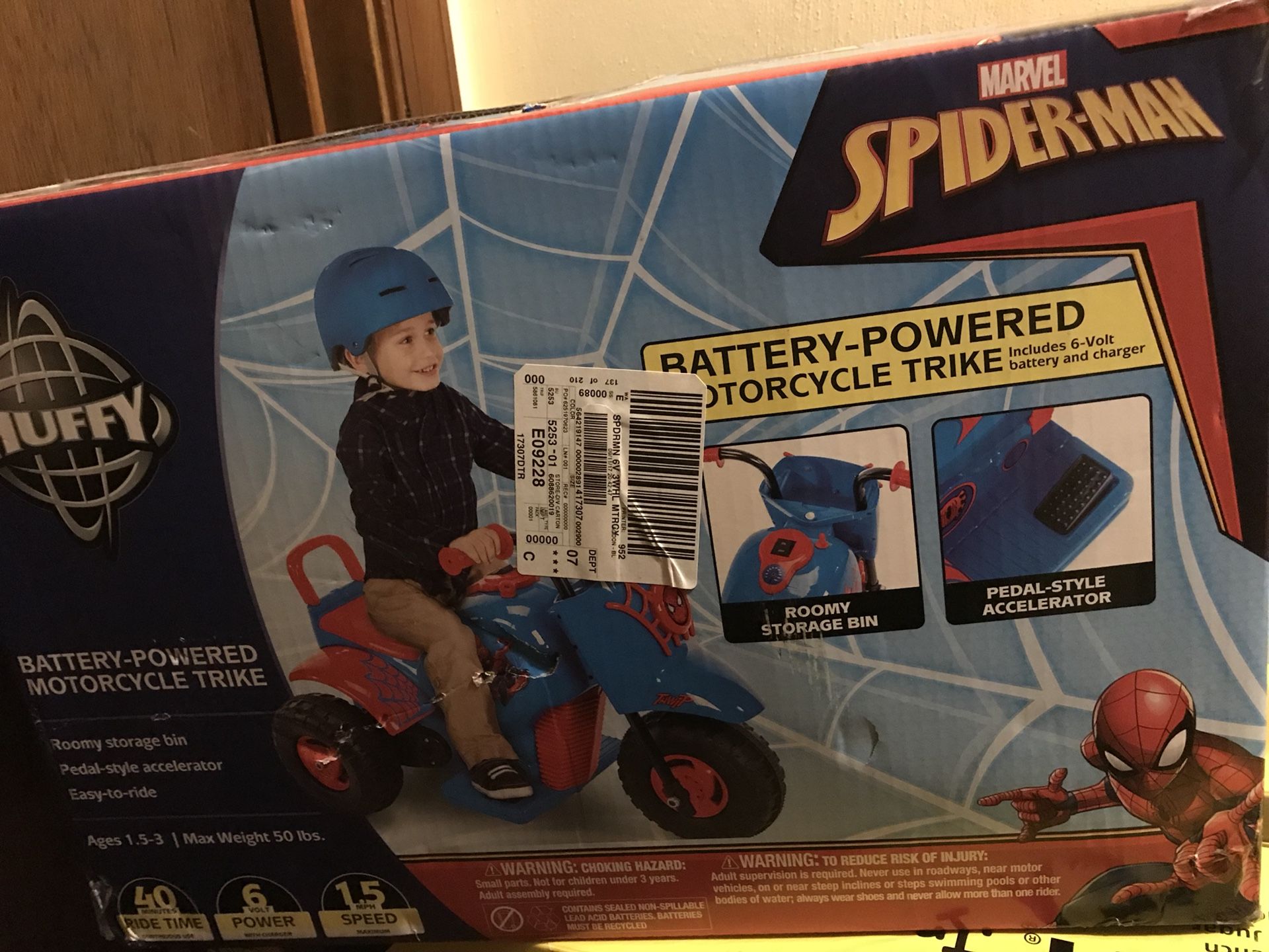 marvel spider man 6 volt motorcycle