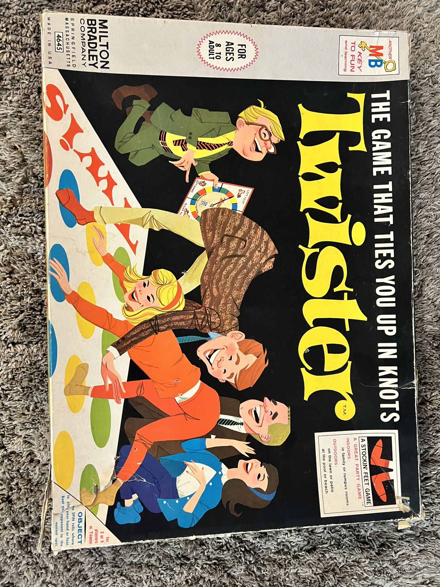 VTG 1966 ORIGINAL MILTON BRADLEY TWISTER GAME #4645 