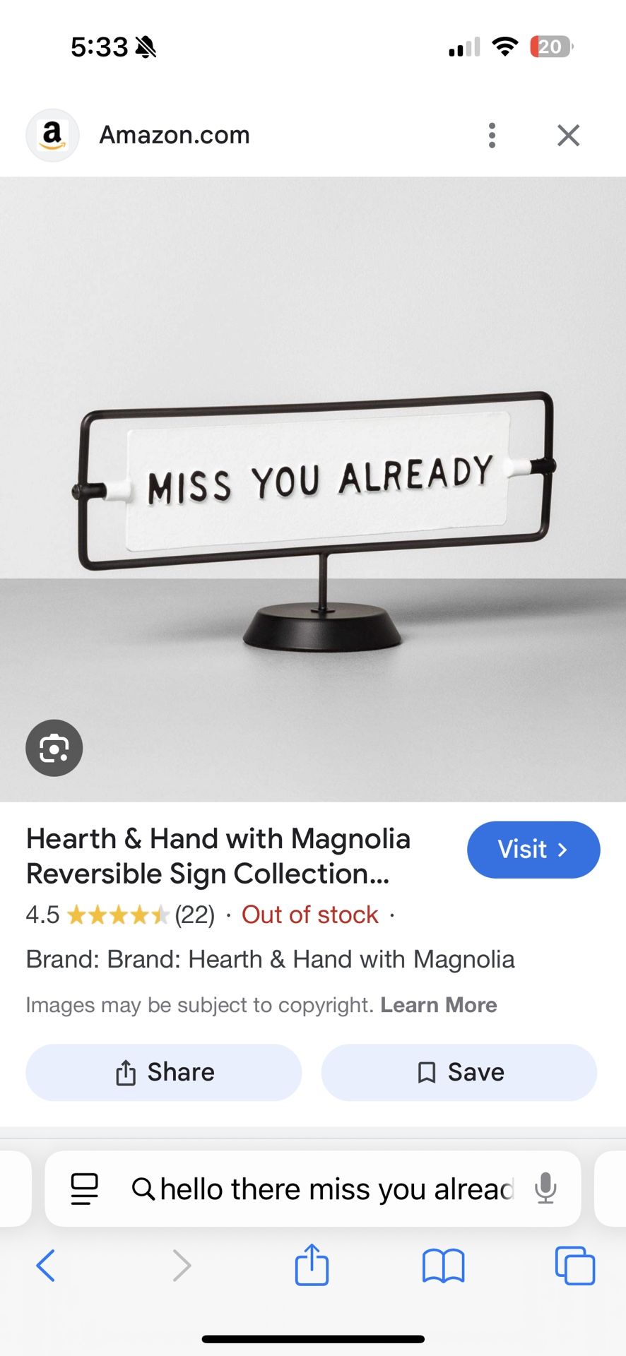 Hearth and Heart Miss you already decor