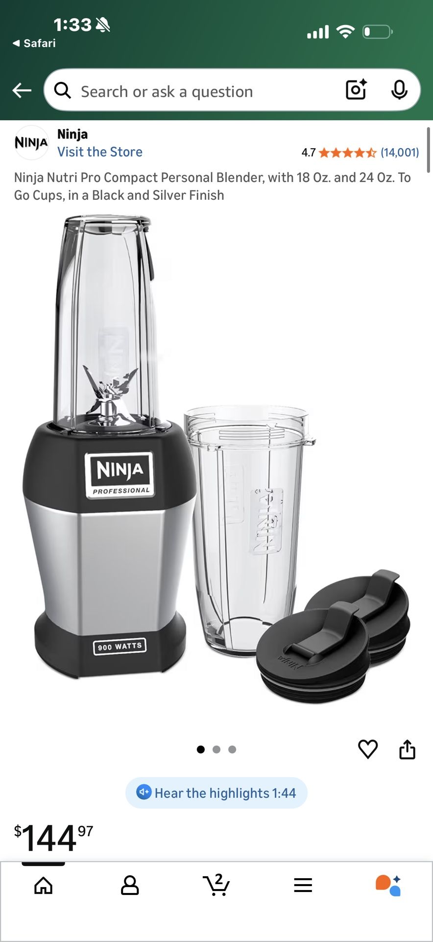 Nutri Ninja Juice Extractor 900 Watt