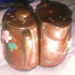 Vintage Japanese Ceramic Teapot Salt and Pepper Shakers– Hand Painted Floral Design