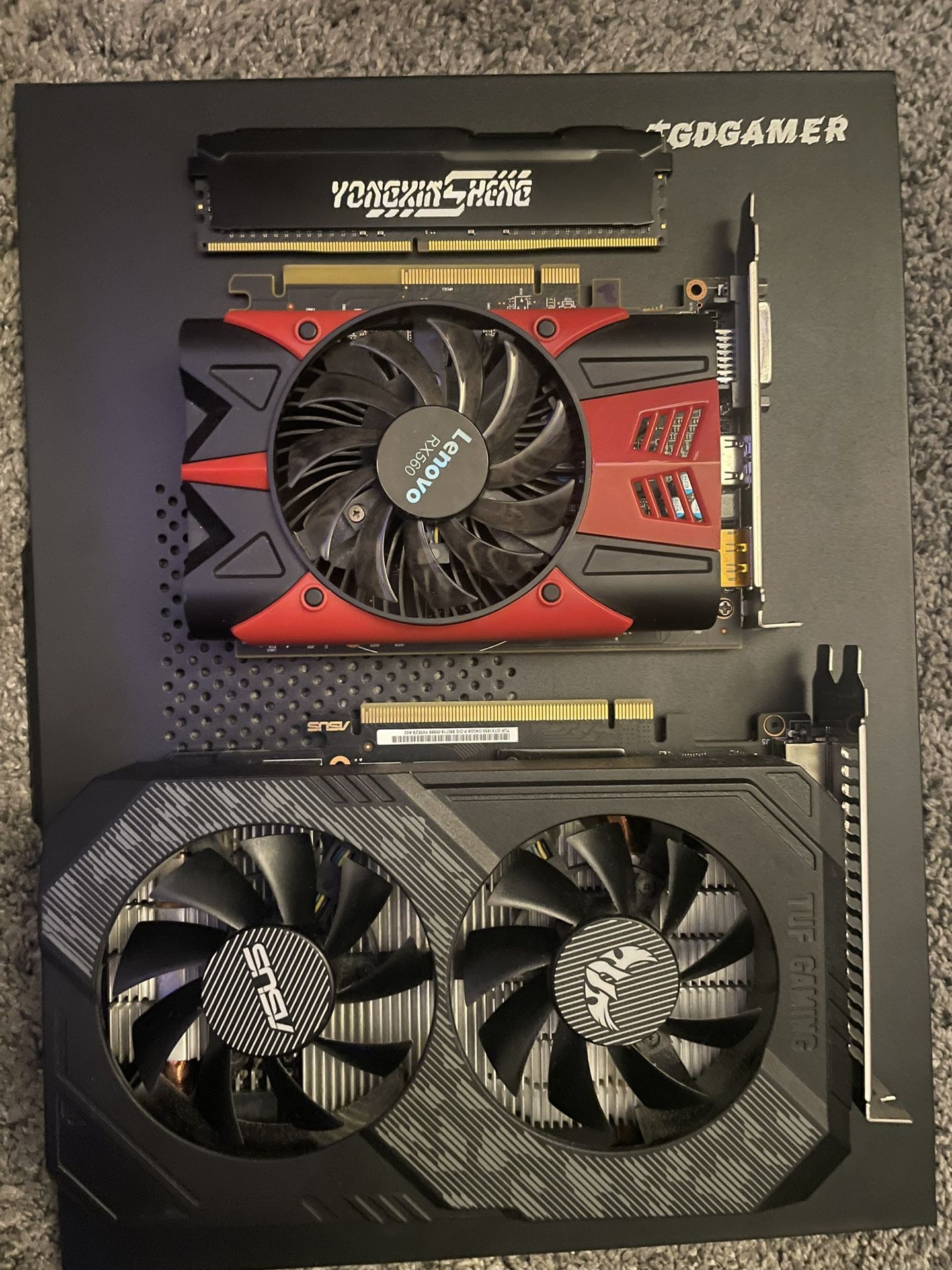 ASUS TUF 1650 GB Dual fan DDR6 + Lenovo RX560 + 1x8 DDR4 RAM