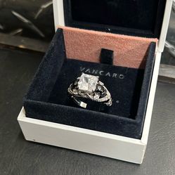 Vancaro 925 Sterling Silver Gothic Skull Engagement Ring w/ Princess Stone