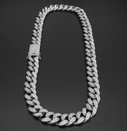 18k white gold plated 20mm X20” ICY Lab Diamond Miami Cuban Link Chain ,NEW ARRIVAL - NEVER CHANGES COLOR!