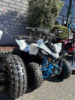 Vitacci Shrike 110cc ATV – Blue & White Youth Four Wheeler