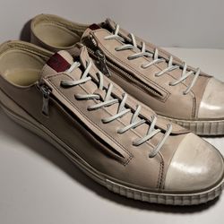 John Varvatos Bootleg Barrett Lace Side Zip Leather Sneakers Shoes 12M