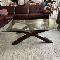 Large Glasstop Table For use In front Of Sofa & Matching End Table