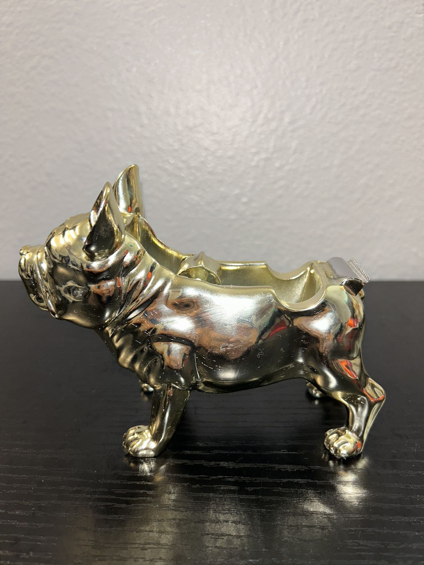 Target 2015 Gold Tone Metal Desktop Novelty Dog French Bulldog Tape Dispenser