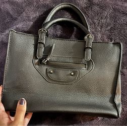 Black leather ToGoGo bag with silver hardware
