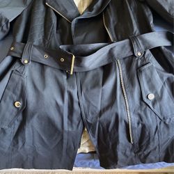 michael kors long womens jacket with hoody size L new never used