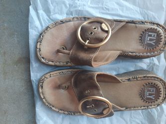 FLY London Brown Toe-Ring Sandals - Women's EU 39