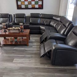 New Power Recliner Sectional Couch With Two Recliner Chairs / Free Delivery 