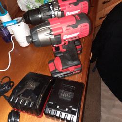 Bauer Impact And Hammer Drill With 2 Chargers And 2 Batteries 