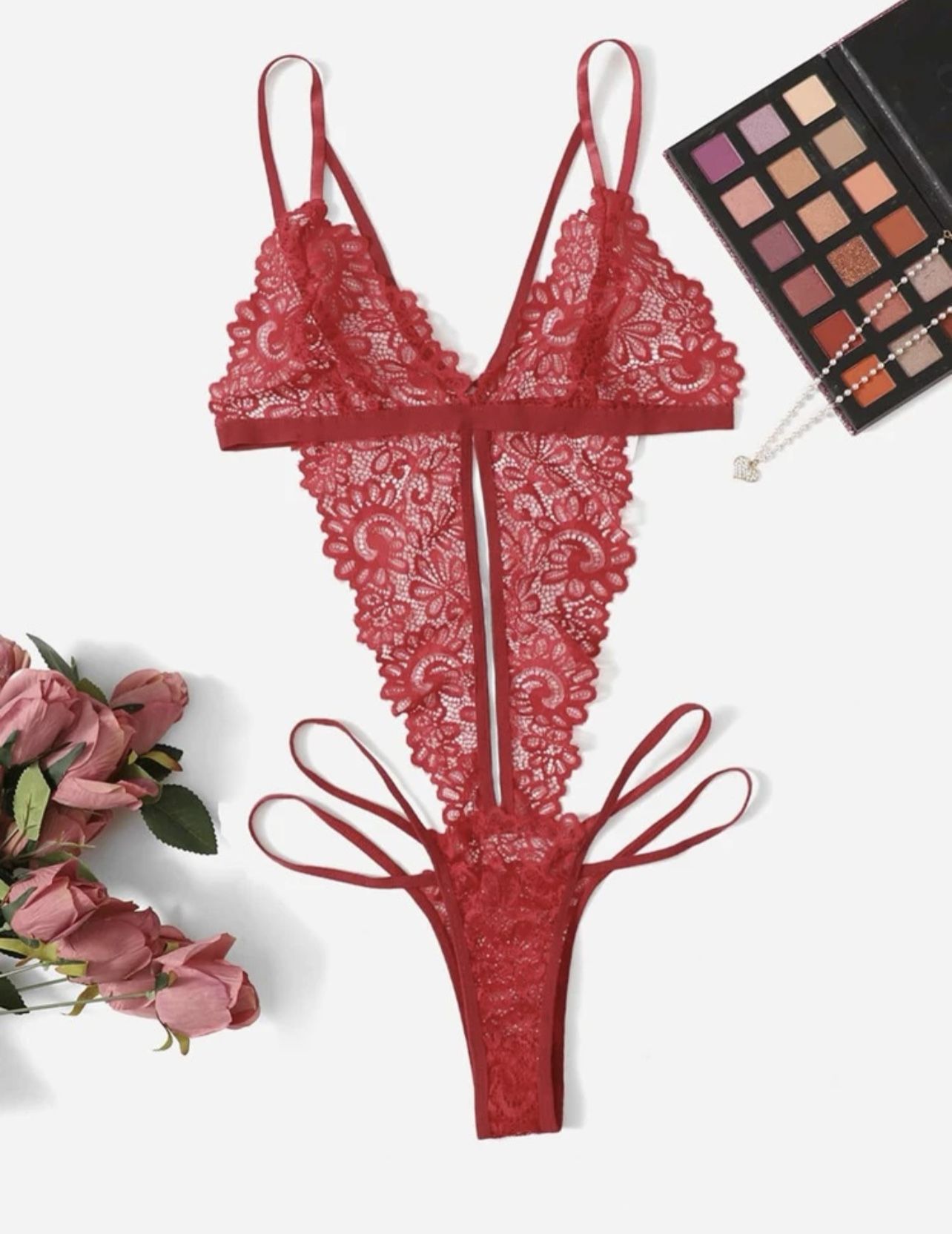 SEXY Floral Lace Cut-out Teddy Bodysuit *NEW*