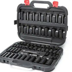 Husky 1/2 in. Drive SAE/Metric 6-Point Impact Socket Set (64-Piece)