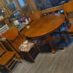 Dining Room Table/ Burgundy Leather Couch