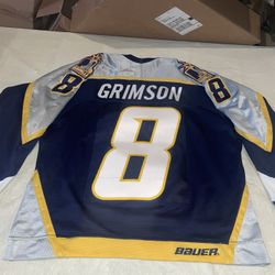 Stu Grimson Nashville Predators Jersey Bauer Mens Medium Blue Sewn Clean Vintage