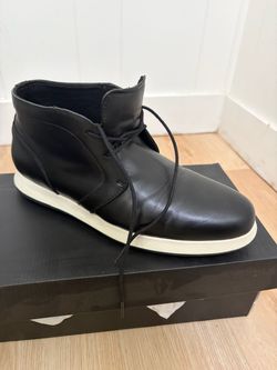 Black Leather Chukka Boot White Sole
