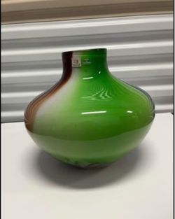 Hand Blown Glass Vase / Multi Color / Handcrafted & made in Poland 11x12