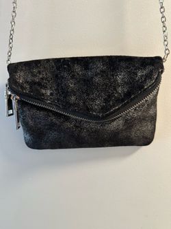Women purse, Urban Expressions Lucy  Crossbody /clutch Silver Chain Detachable Strap Zipo