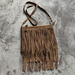 Chicos Suede Leather Fringe Bag🌻