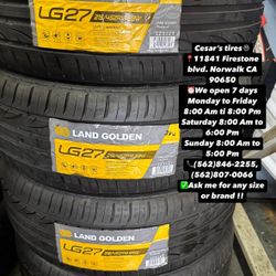 215/45R18 LANDGOLDEN A SET OF FOUR NEW TIRES, INCLUDES MOUNTING AND BALANCING WITH WARRANTY, ASK  ME FOR ANY SIZE OR BRAND, WE HAVE THE BEST PRICES!!