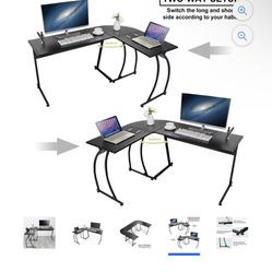 L-Shaped Wood Writing Workstation Table