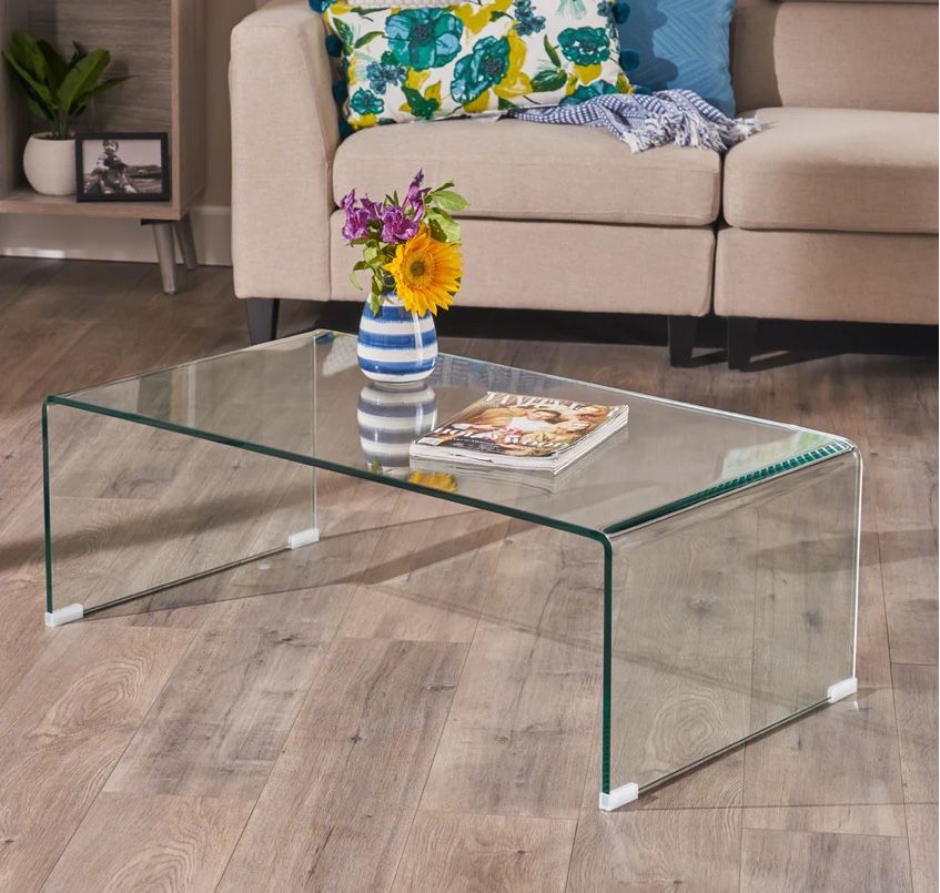 Transparent Bent Glass Coffee Table
