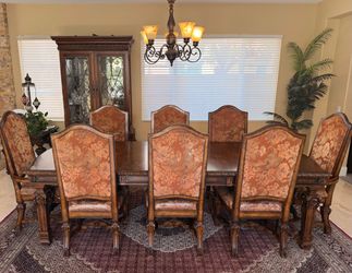 Formal Wood Dining Table with 8 Chairs