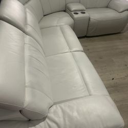 SECTIONAL GENUINE LEATHER RECLINER ELECTRIC WHITE COLOR ✅💥🚛DELIVERY SERVICE AVAILABLE 💥✅🚛