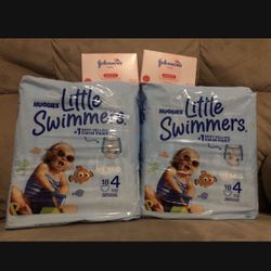 2 Bags -Huggies diapers little swimmers  + 2 baby bar Soap
