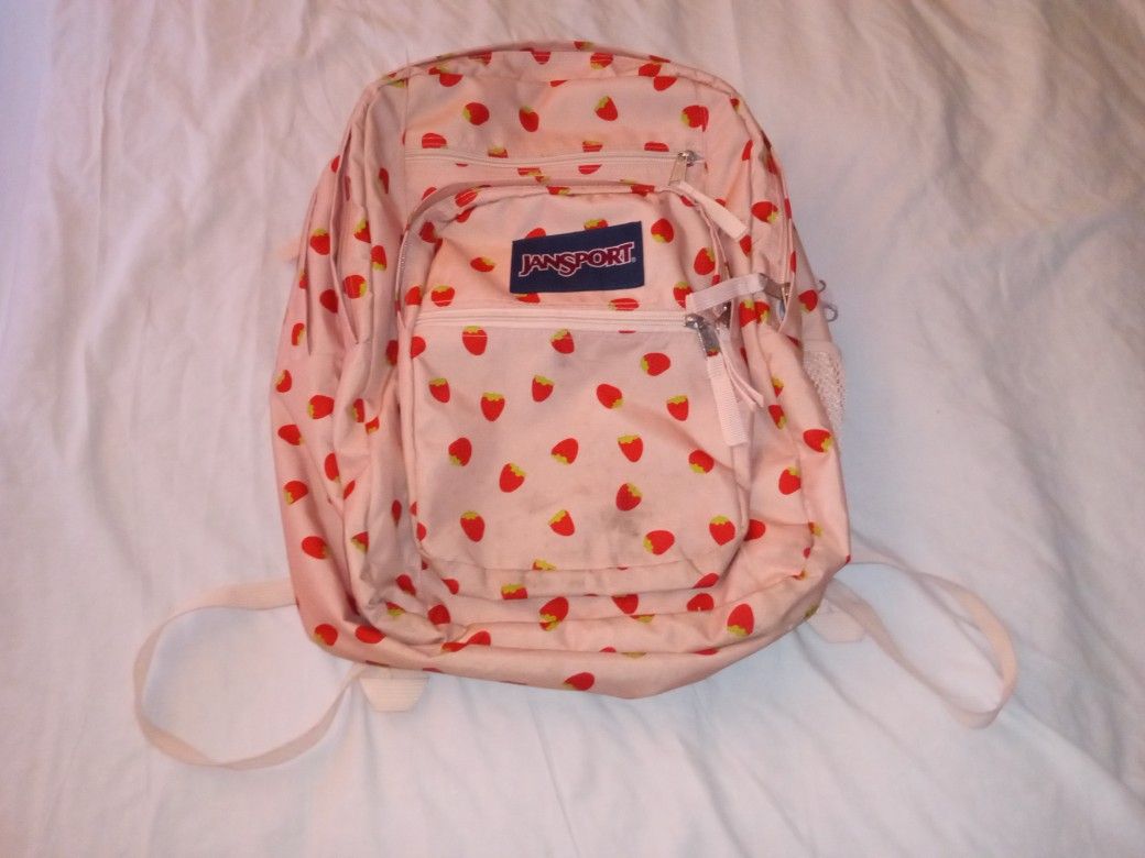JANSPORT WOMENS PINK STRAWBERRY DESIGN BACKPACK