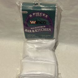 Microfiber Towels For Bar & Kitchen 6 Count White 